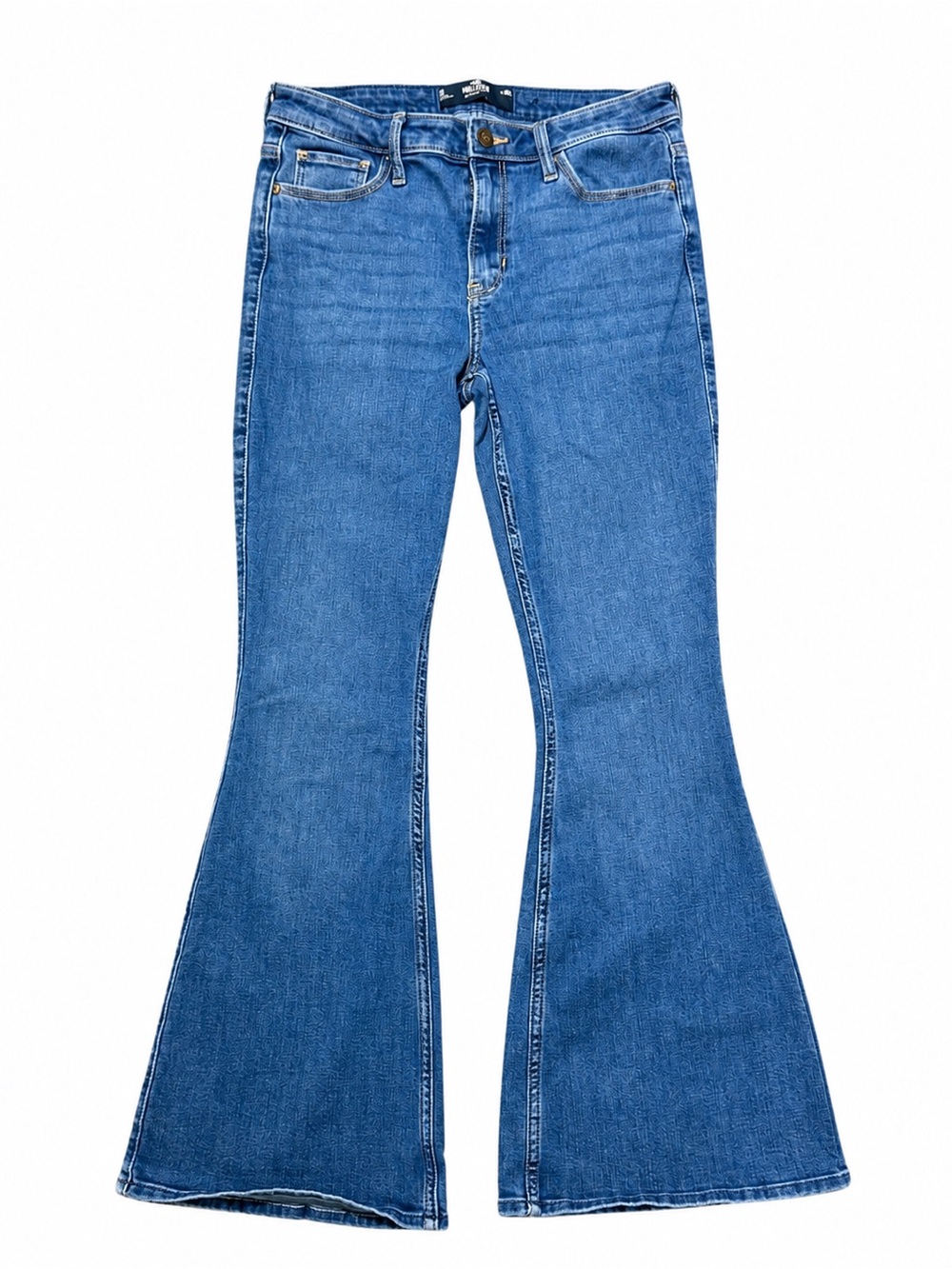 Hollister High Rise Flare Jeans Women’s 28R Medium Wash Y2K Stretch Denim